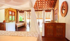 spacious room of pousada La Ferme de Georges located in the village of Atins in Lencois Maranhenses national park in Brazil
