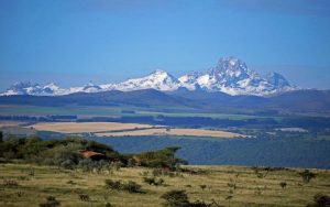 view of the snowy peaks of Mount Kenya