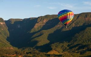 hot-air balloon in Aparados da Serra national park in Santa Catarina, Brazil