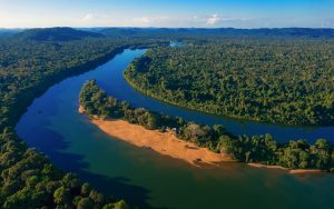 aerial view of the river Iriri and the beach