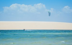 Kitesurfing for beginners in Lensois Maranhenses, Brazil