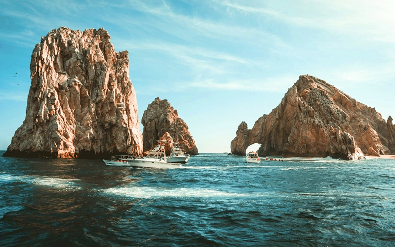 Baja rock formations in the ocean, Mexico