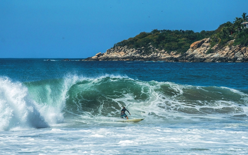 Surfing in Puerto Escondido Zicatela Oaxaca, Mexico