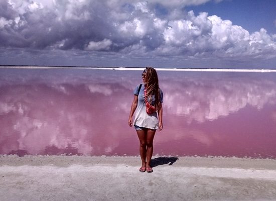 pink salt lakes in Mexico